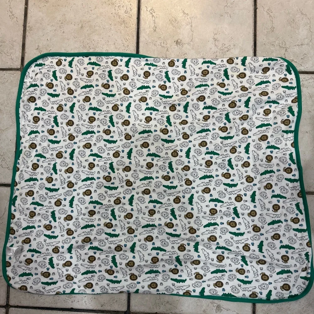 Just One You by Carter's Lion alligator frogs Baby Blanket gray white Stripes